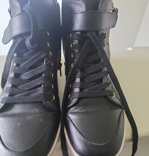 Mix No. 6 Black High-Top Sneakers with Gold Accents